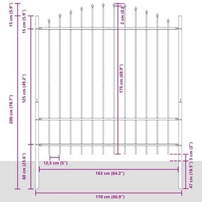 vidaXL Φράχτης Κήπου  με Δεσπότη Λευκός, 1.7x1.75μ, Σίδηρος
