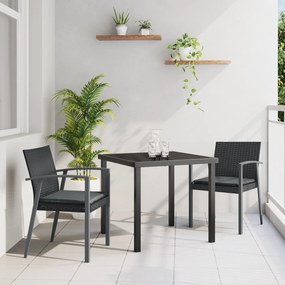 vidaXL Σετ Φαγητού Κήπου 3 Τμχ με Μαξιλάρες Μαύρο Πολυρατάν