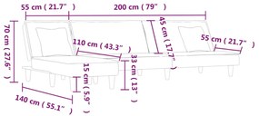 ΚΑΝΑΠΕΣ ΚΡΕΒΑΤΙ ΓΩΝΙΑΚΟΣ ΜΑΥΡΟΣ 255X140X70 ΕΚ. ΥΦΑΣΜΑΤΙΝΟΣ 3157249