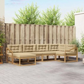 vidaXL Σειρά Καναπέ Εξωτερικού 5 pcs Λευκό και Μπεζ Πολυεστέρας