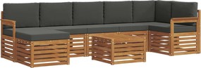 vidaXL Σειρά Καναπέ Εξωτερικού με μαξιλάρι 8 pcs Φυσικό και Ανθρακί