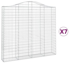 vidaXL Συρματοκιβώτια Τοξωτά 7 τεμ. 200x30x180/200 εκ. Γαλβαν. Ατσάλι