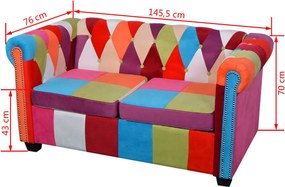 vidaXL Καναπές Διθέσιος Chesterfield Υφασμάτινος