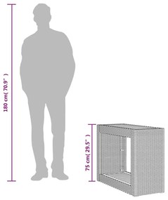 Τραπέζι Κήπου με Ξύλινη Επιφάνεια Γκρι 100x40x75 εκ Συνθ. Ρατάν - Γκρι