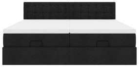 vidaXL Οθωμανικό Κρεβάτι με Στρώματα Μαύρο 200x200cm Ύφασμα