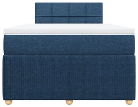 Κρεβάτι Boxspring με Στρώμα Μπλε 120x190 εκ. Υφασμάτινο - Μπλε