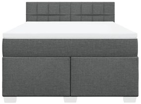 Κρεβάτι Boxspring με Στρώμα Σκούρο Γκρι 140x200 εκ Υφασμάτινο - Γκρι