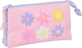 Κασετίνα Safta Bouquet Ροζ Λιλά 22 x 12 x 3 cm