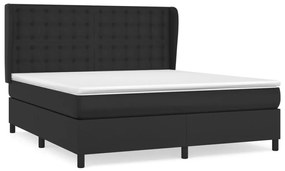 Κρεβάτι Boxspring με Στρώμα Μαύρο 160x200εκ.από Συνθετικό Δέρμα - Μαύρο