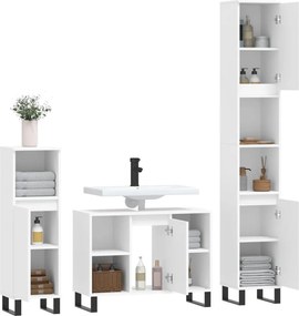 vidaXL Σετ Επίπλων Μπάνιου 3 Τεμαχίων Λευκό από Επεξεργασμένο Ξύλο