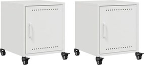 vidaXL Κομοδίνα 2 τεμ. Λευκό 36x39x43,5 εκ. από Χάλυβα