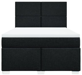 Κρεβάτι Boxspring με Στρώμα Μαύρο 140x200 εκ. Υφασμάτινο - Μαύρο