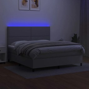 Κρεβάτι Boxspring με Στρώμα &amp; LED Αν.Γκρι 180x200εκ. Υφασμάτινο - Γκρι