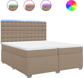 vidaXL Κρεβάτι Boxspring με Στρώμα Καπουτσίνο 200x200εκ.από Συνθ.Δέρμα