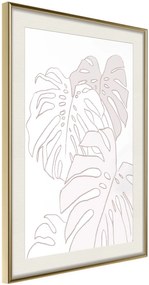 Αφίσα - Beige Leaves - 20x30 - Χρυσό - Με πασπαρτού