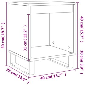 Κομοδίνα 2 τεμ. Γυαλ. Λευκό 40 x 35 x 50 εκ. Επεξεργασμένο Ξύλο - Λευκό