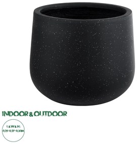 20801 GloboStar® Artificial Garden MAYFAIR 20801 Διακοσμητικό Πολυεστερικό Τσιμεντένιο Κασπώ Γλάστρα - Flower Pot Μαύρο με Λευκές Λεπτομέριες Μ25 x Π27 x Υ30cm