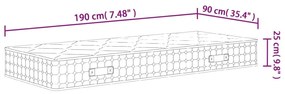 Στρώμα με Pocket Springs Μεσαία Σκληρότητα 90x200 εκ. Μονό - Λευκό