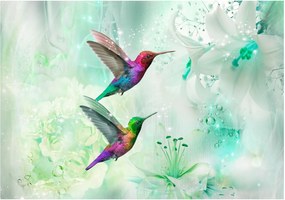 Αυτοκόλλητη φωτοταπετσαρία - Colourful Hummingbirds (Green) - 98x70