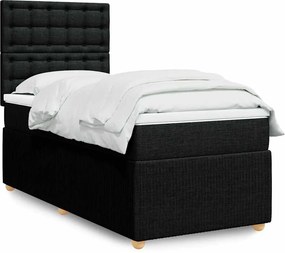 vidaXL Κρεβάτι Boxspring με Στρώμα Μαύρο 100 x 200 εκ. Υφασμάτινο