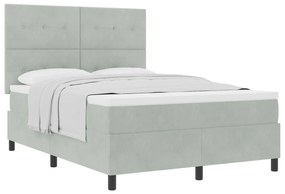 vidaXL Κρεβάτι με Στρώμα Light Grey 160x200 cm Βελούδο