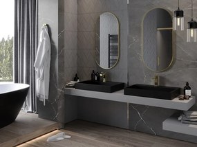 Mexen Loft Οβάλ καθρέφτης μπάνιου 100 x 50 cm, πλαίσιο σε βουρτσιστό χρυσό