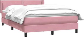 vidaXL Box Spring κρεβάτι με στρώμα ροζ 160x220 cm Βελούδινο