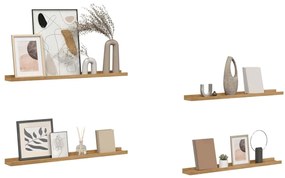vidaXL Ράφι Τοίχου με ράφι 4 pcs Καφέ 80 x 9 x 3 cm Επεξεργασμένο ξύλο