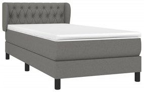 vidaXL Κρεβάτι Boxspring με Στρώμα Σκούρο Γκρι 100x200 εκ. Υφασμάτινο