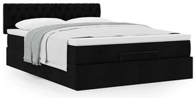 vidaXL Οθωμανικό κρεβάτι με στρώμα Μαύρο 140x200cm Ύφασμα