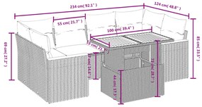 vidaXL Σετ Σαλονιού Κήπου 7 τεμ. Γκρι Συνθετικό Ρατάν με Μαξιλάρια