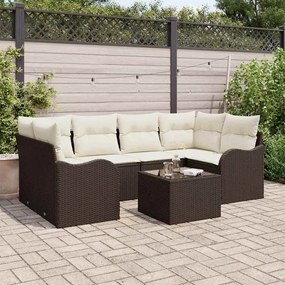 vidaXL Σετ Καναπέ Κήπου 7 pcs Καφέ 55 x 55 x 37 εκ Πολυ ράταν