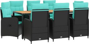 vidaXL Σετ Εξωτερικής Τραπέζης 9 τμχ. Black and Turquoise