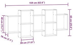 Ράφι Τοίχου Αρτισιανή Δρυς 159x18x65 εκ. από Επεξεργασμένο Ξύλο - Καφέ