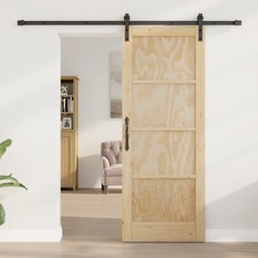 vidaXL Σύροντα πόρτα με σετ εξαρτημάτων 78x202 εκ. Μασίφ ξύλο πεύκου