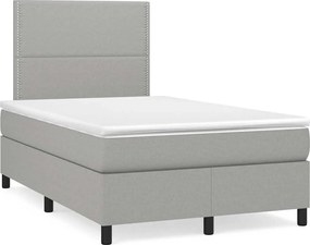 vidaXL Κρεβάτι Boxspring με Στρώμα &amp; LED Αν.Γκρι 120x190εκ. Υφασμάτινο