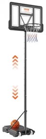 VEVOR Basketball Hoop, 4-10 ft Adjustable Height Portable Backboard System, 44 inch Basketball Hoop &amp; Goal, Kids &amp; Adults Basketball Set with Wheels, Stand, and Fillable Base, for Outdoor/Indoor
