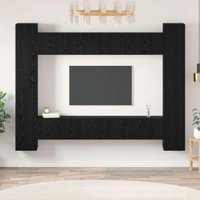 vidaXL Σετ επίπλου τηλεόρασης 10 pcs Μαύρη Οξυά Επεξεργασμένο Ξύλο