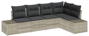 vidaXL Σετ Καναπέ Κήπου με μαξιλάρι 5 pcs Ανοιχτό γκρι συνθετικό ρατάν