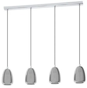 Κρεμαστό Φωτιστικό Οροφής Ράγα IP20 4xE27 40W ALOBRASE Χρώμιο-Μαύρο 98616 Eglo-98616-Μαύρο-Ασημί 98616