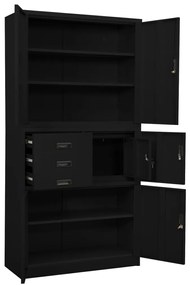 vidaXL Ντουλάπα Γραφείου Μαύρη 90 x 40 x 180 εκ. Ατσάλινη