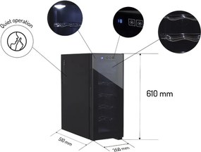 Συντηρητής κρασιού Adler AD 8083, 33 L, Ψηφιακό, Για 12 μπουκάλια, 15-18 C, Μαύρο