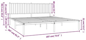 Πλαίσιο Κρεβατιού με Κεφαλάρι Μαύρο 180 x 200 εκ. Μεταλλικό - Μαύρο