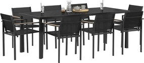 vidaXL Σετ Εξωτερικών Επίπλων 9 pcs Μαύρο και Ανθρακί Textilene