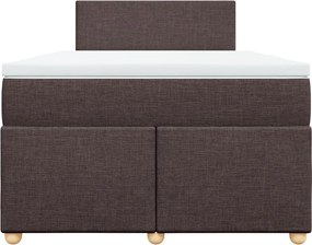 vidaXL Κρεβάτι Boxspring με Στρώμα Σκούρο Καφέ 120x200 εκ. Υφασμάτινο