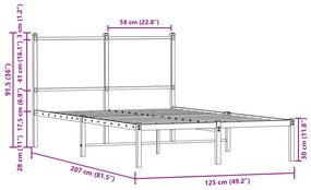 ΠΛΑΙΣΙΟ ΚΡΕΒΑΤΙΟΥ ΜΕ ΚΕΦΑΛΑΡΙ SONOMA ΔΡΥΣ 120X200 ΕΚ. ΜΕΤΑΛΛΙΚΟ 4007714