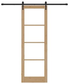 vidaXL Ολισθητή Πόρτα Χειροκίνητος Καφέ 78 x 232 cm Ξύλο και μέταλλο