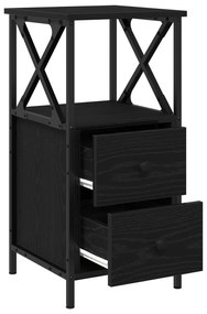 vidaXL Μαύρο Κομοδίνο από Δρύς 34x35,5x70 εκ.