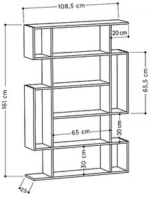 Βιβλιοθήκη Mito Megapap χρώμα λευκό 108x25x161εκ.