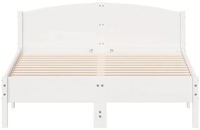 vidaXL Σκελετός Κρεβ. Χωρίς Στρώμα Λευκό 135x190 εκ Μασίφ Πεύκο